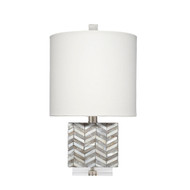 Jamie Young Garbo Mother of Pearl Table Lamp with Linen Shade - Grey