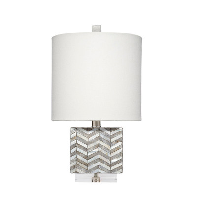 Jamie Young Garbo Mother of Pearl Table Lamp with Linen Shade - Grey