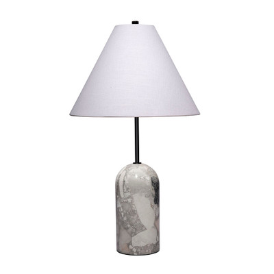Jamie Young Holt Travertine Table Lamp with Linen Shade