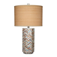 Jamie Young Lucille Mother of Pearl Table Lamp with Raffia Shade