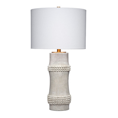 Jamie Young Rail Polyresin Table Lamp with Linen Shade - White