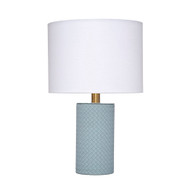 Jamie Young Roman Leather Table Lamp with Linen Shade - Blue