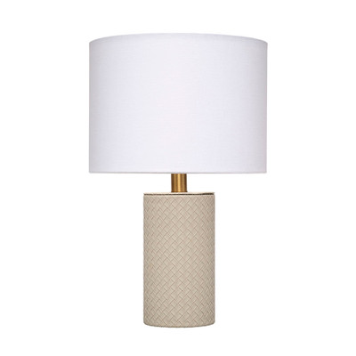 Jamie Young Roman Leather Table Lamp with Linen Shade - Grey