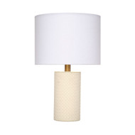 Jamie Young Roman Leather Table Lamp with Linen Shade - White