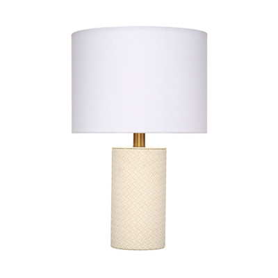 Jamie Young Roman Leather Table Lamp with Linen Shade - White