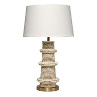 Jamie Young Rowan Wood Beaded Table Lamp with Linen Shade - Cream