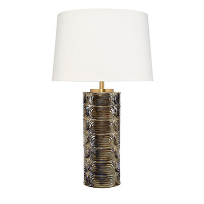 Jamie Young Wright Ceramic Table Lamp with Linen Shade - Brown