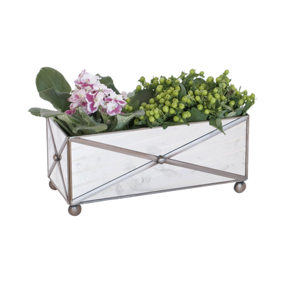 Rectangular Crosshatch Antique Mirror Planter