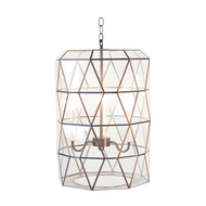 Moderna Large Faceted Glass Lantern With Candle Cluster