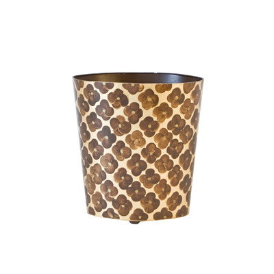 Oval Wastebasket Brown And Gold