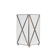 White Glass Crosshatch Wastebasket With Silver Detailing