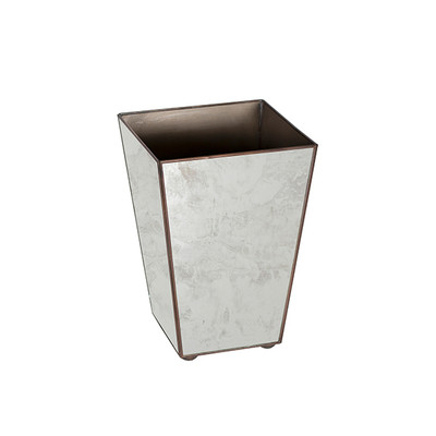 Worlds Away Mirror Wastebasket