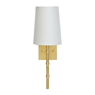 Molly Gold Leaf Sconce With Bamboo Detail & White Linen Shade