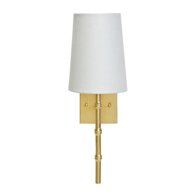 Molly Gold Leaf Sconce With Bamboo Detail & White Linen Shade