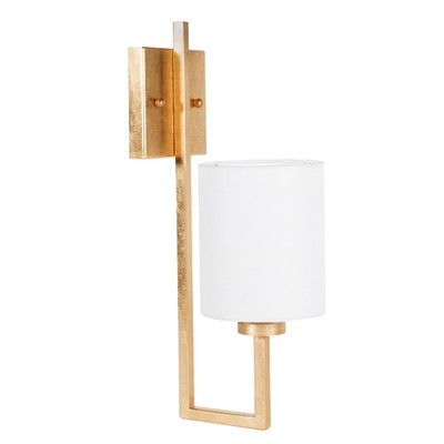 Beckham Gold Leaf Sconce With White Linen Shade