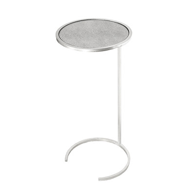 Monaco Round Cigar Table In Silver Leaf With Antique Mirror Top
