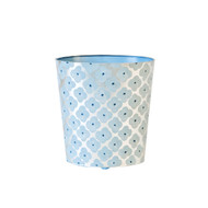 Oval Wastebasket Blue And Silver