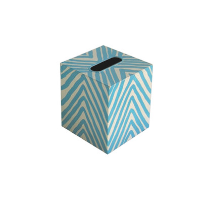 Kleenex Box Turquoise And Cream Zebra