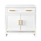 Marcus White Lacquer 1 Drawer, 2 Door Nightstand With Gold Leafed Bamboo Hardware And Gold Leaf Metal Detail