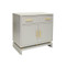 Marcus Matte Gray Lacquer 1 Drawer, 2 Door Nightstand With Gold Leafed Bamboo Hardware And Gold Leaf Detail On Base image 2