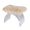 Marlowe Lucite Arched Stool Base With Natural Mongolian Fur Cushion