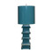 Turquoise Painted Large Tole Pagoda Lamp With 13" Dia Painted Tole Shade