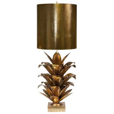 Arianna Gold Leaf Brutalist Palm Table Lamp With Gold Metal Shade