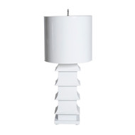 White Painted Large Tole Pagoda Lamp With 13" Dia Painted Tole Shade