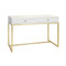 William White Lacquer 2 Drawer Desk On Gold Leafed Base