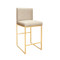 Kingston Faux Shagreen Pearly Beige Counter Stool With Brass Base