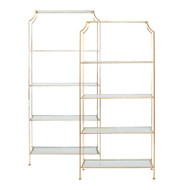 Chloe Gold Leafed Etagere With Clear Glass Shelves