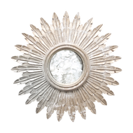 Santo Small Champagned Silver Leaf Starburst Mirror With Antique Mirror Inset