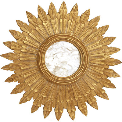 Santo Small Gold Leaf Starburst Mirror With Antique Mirror Inset