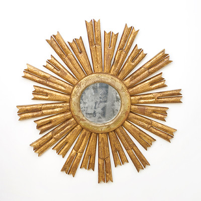 Rinaldo Starburst Mirror In Gold Leaf With Antique Mirror Center