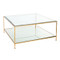 Quadro Hammered Gold Leaf Square Coffee Table With Beveled Glass Tops