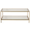 Taylor Hammered Gold Leaf Rectangular Coffee Table With Beveled Glass Shelves