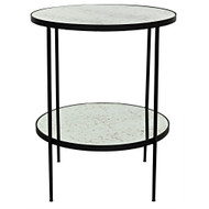 Noir Anna Side Table - Black Steel With Antiqued Mirror