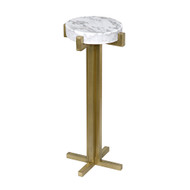 Sardo Side Table - Quartz - Antique Brass Finish