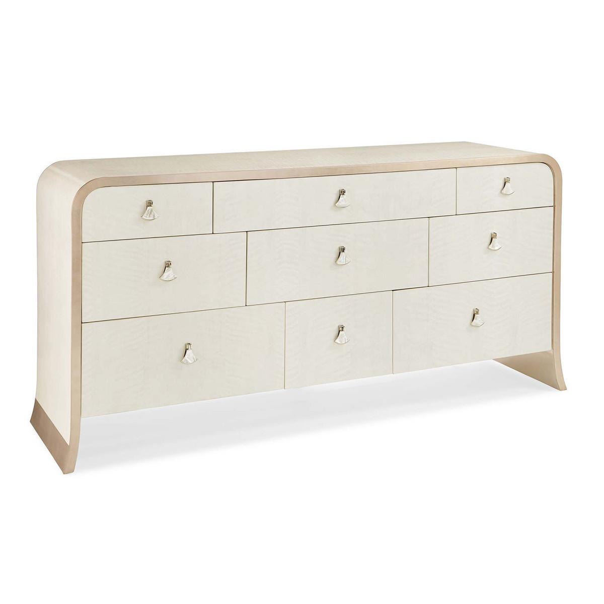 Caracole Amazing Grace White Nine Drawer Dresser With Silver
