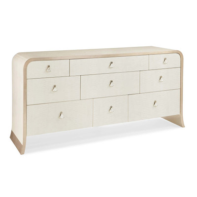 Caracole Amazing Grace White Nine Drawer Dresser With Silver