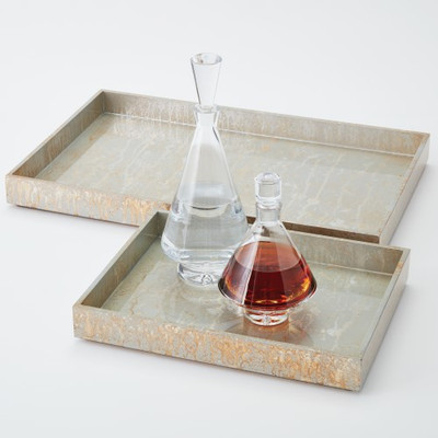 Champagne Silver Leaf Rectangle Tray - Lg