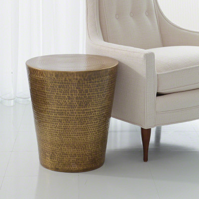 Izmir Hammered Side Table - Antique Brass
