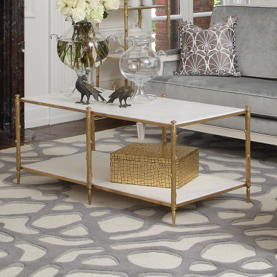 Arbor Cocktail Table - Brass & White Marble