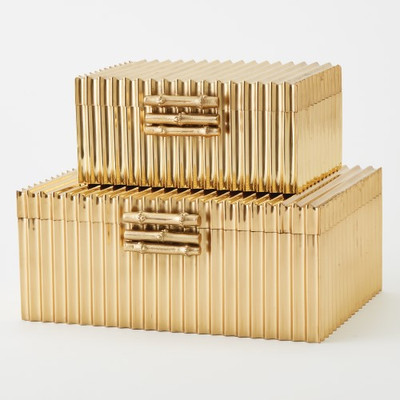 Corrugated Bamboo Box - Brass - Sm