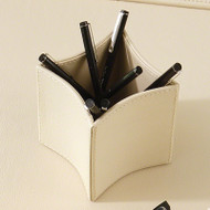 Folded Leather Pencil Cup - Ivory