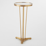 French Moderne Side Table - Antique Brass & Mirror