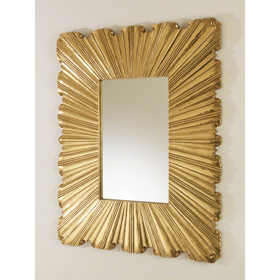 Linen Fold Mirror - Brass