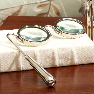 Lorgnette Magnifying Glass - Nickel