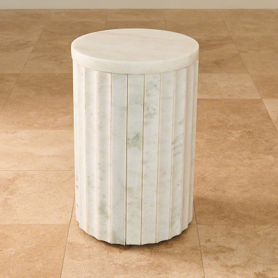 Marble Column Table - White