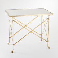 Global Views Directoire Table - Brass & White Marble